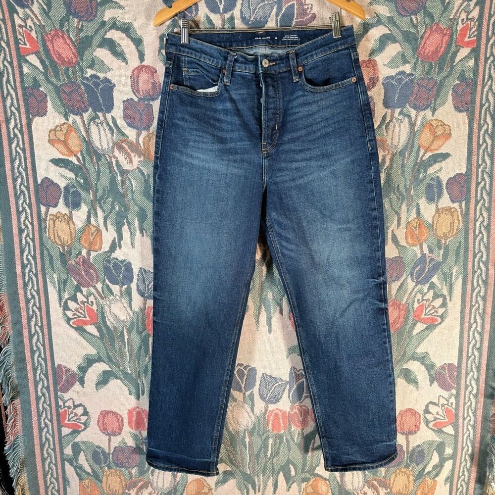 Old Navy Womens Blue Extra High Rise Sky-Hi Straight Secret-Smooth Pockets Sz 10